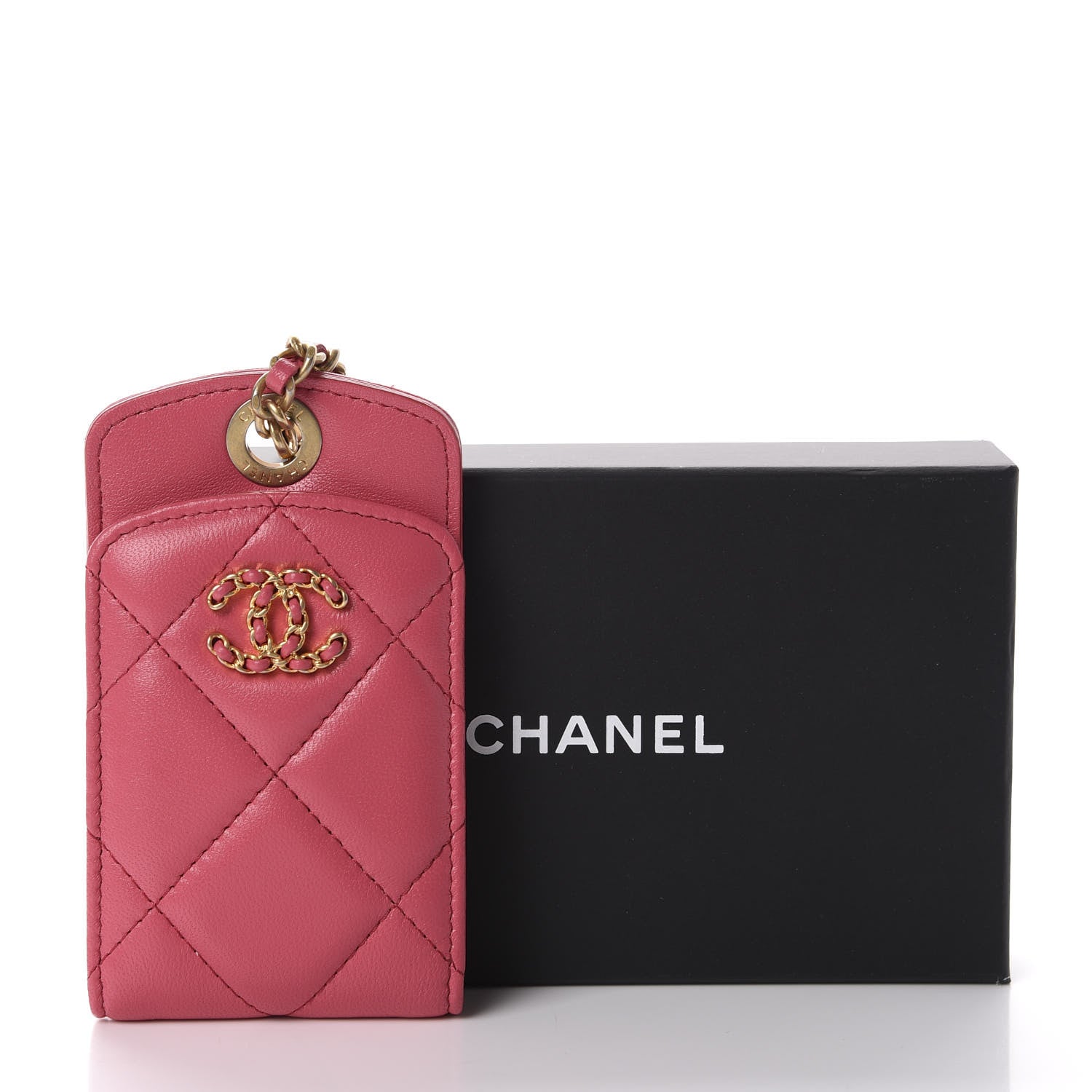 Chanel Lambskin Quilted Chanel 19 Luggage Tag Pink 6 of 6