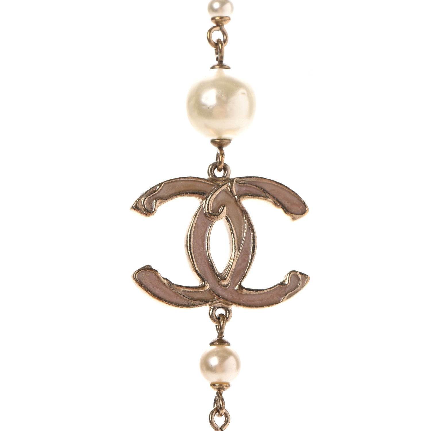Chanel Pearl Enamel CC Long Necklace Gold 4 of 6