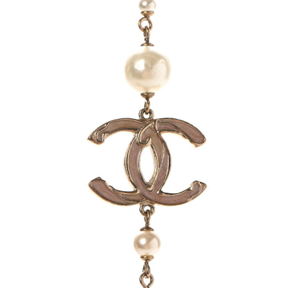 Chanel Pearl Enamel CC Long Necklace Gold 4 of 6