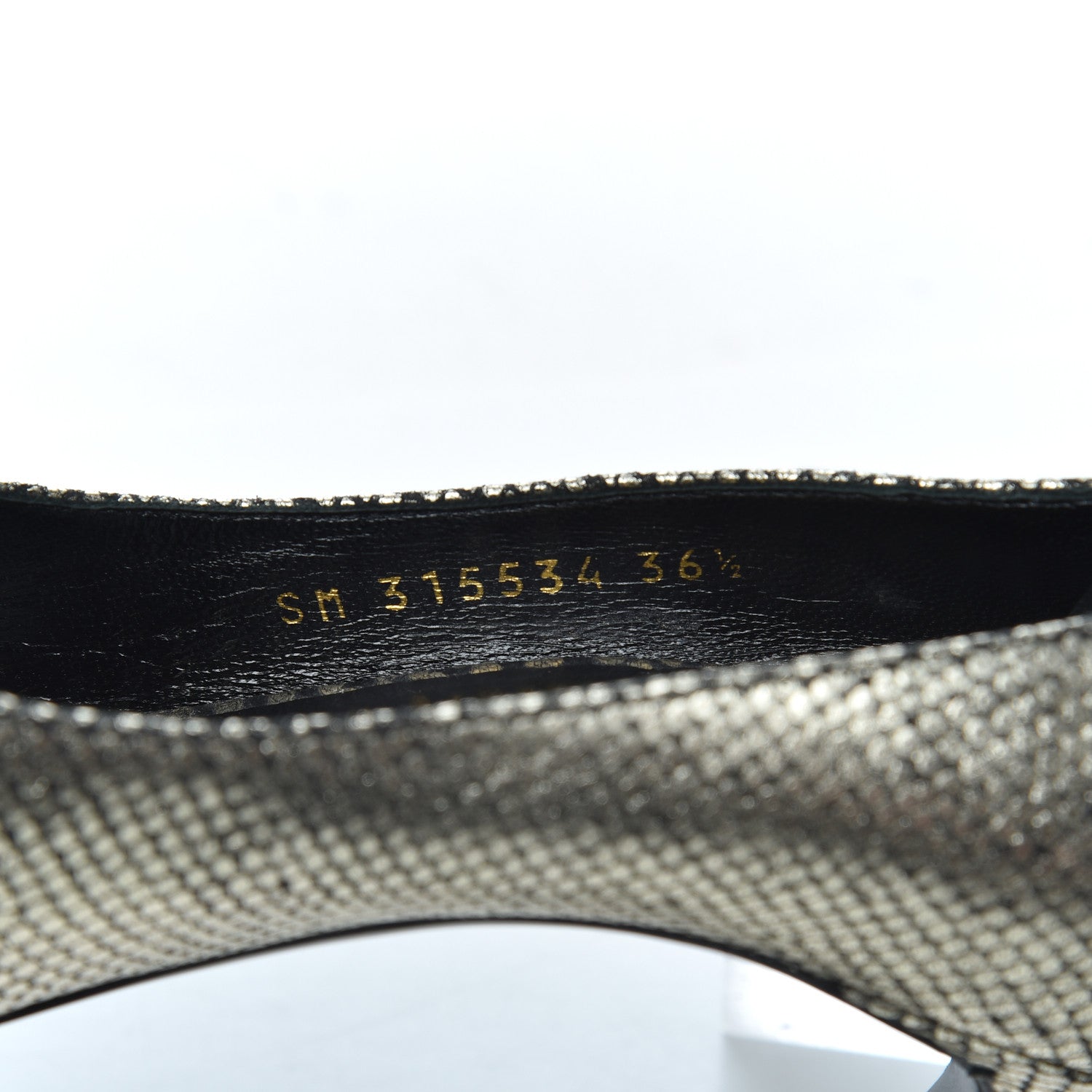 Saint Laurent Metallic Snakeskin Embossed Calfskin Classic Paris 105 Pumps 36.5 Black Gold 8 of 16