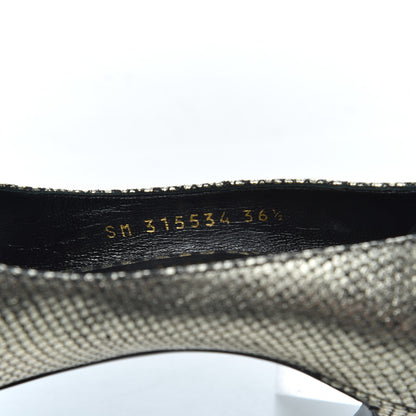 Saint Laurent Metallic Snakeskin Embossed Calfskin Classic Paris 105 Pumps 36.5 Black Gold 8 of 16