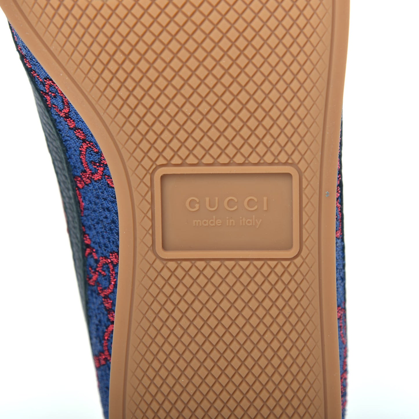 Lurex Calfskin Web GG Monogram Womens Falacer Sneakers 36 Iridescent Blue Iridescent Red Silver
