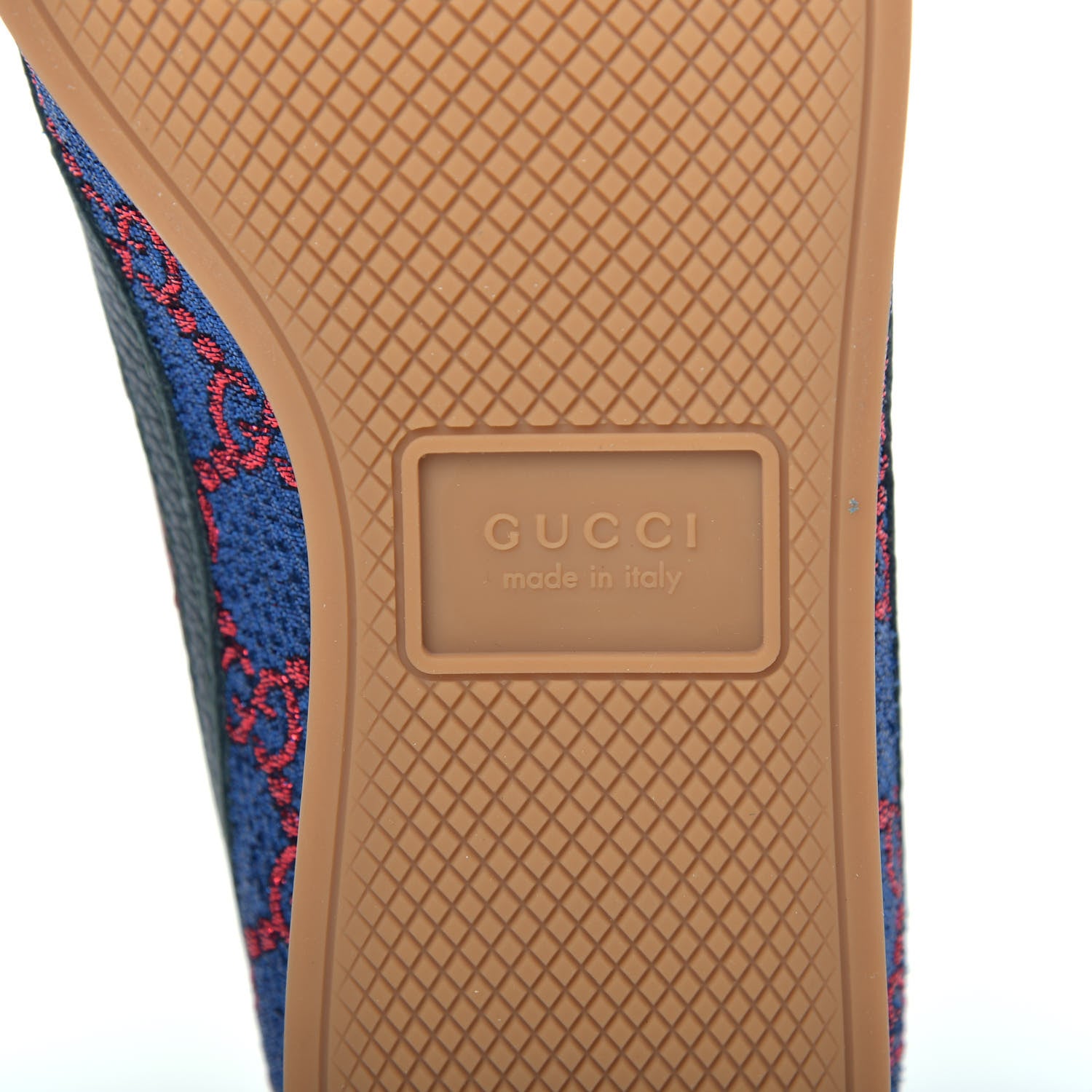 Gucci Lurex Calfskin Web GG Monogram Womens Falacer Sneakers 36 Iridescent Blue Iridescent Red Silver 9 of 13