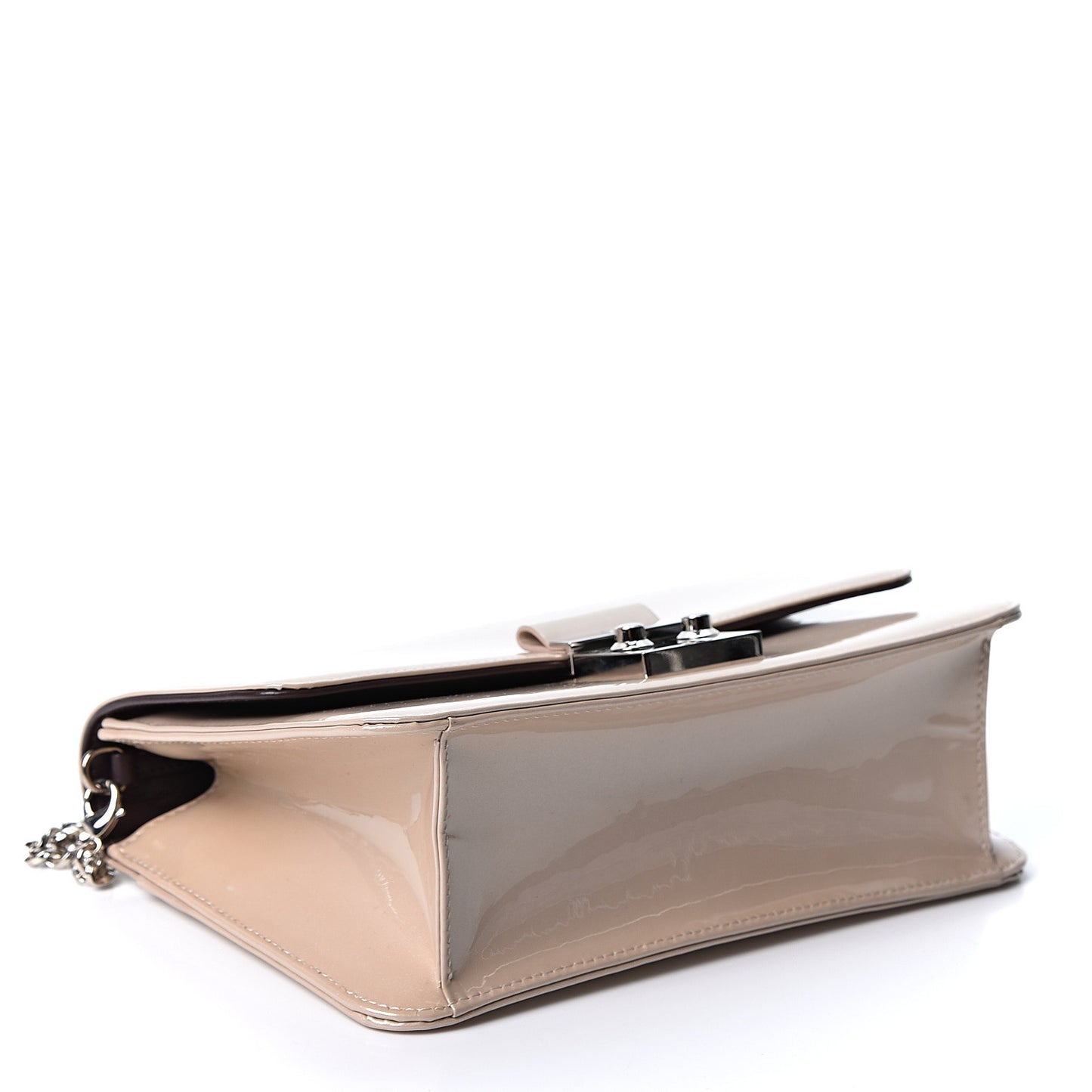 Metallic Box Patent Calfskin Miss Dior Promenade Pouch Beige