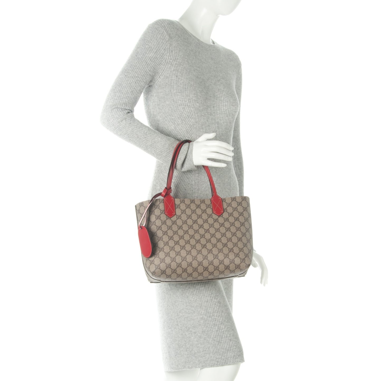 GG Supreme Monogram Small Reversible Tote Beige Red