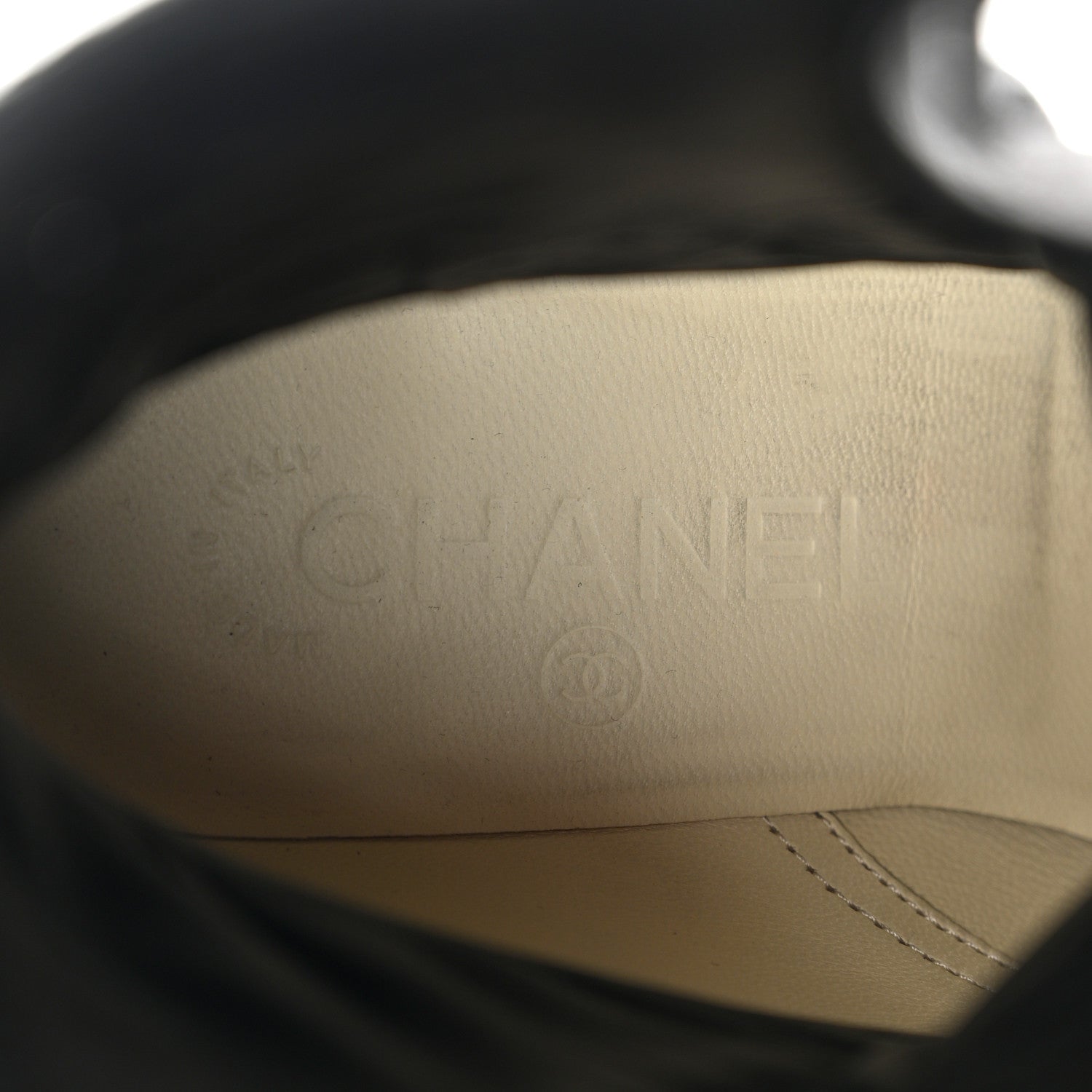Chanel Sheepskin Quilted CC Tall Lace Up Combat Boots 37.5 Black 7 of 9