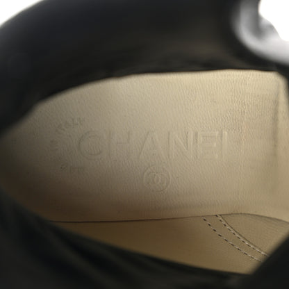 Chanel Sheepskin Quilted CC Tall Lace Up Combat Boots 37.5 Black 7 of 9