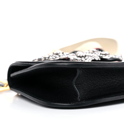 Gucci Calfskin Web Crystal Butterfly Stripe Small Totem Shoulder Bag Black 9 of 15