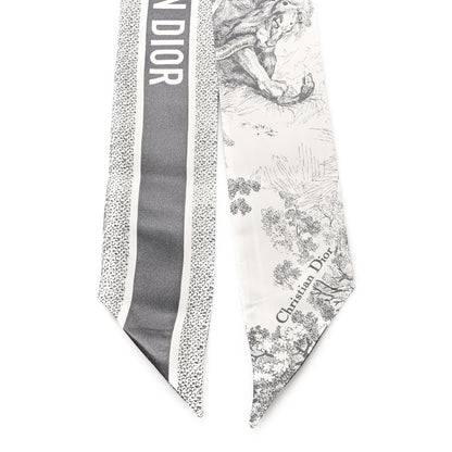Christian Dior Silk Toile De Jouy Reverse Capri Mitzah Scarf Grey White 2 of 3