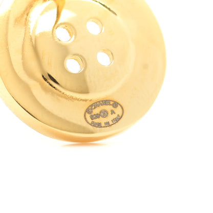Chanel Metal Paris Button Stud Earrings Gold 4 of 4