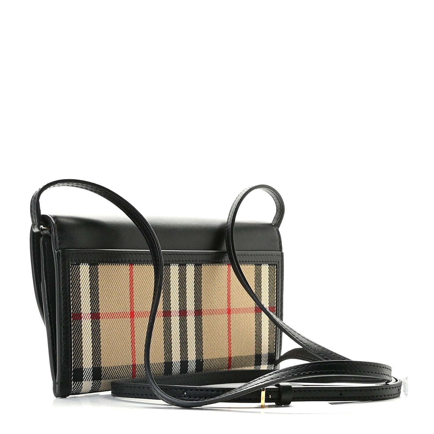 Burberry Calfskin Vintage Check Phone Pocket Crossbody Archive Beige Black 2 of 8