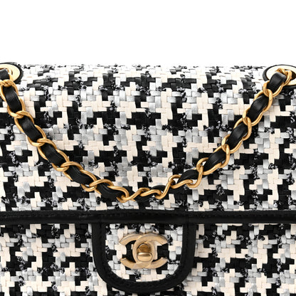 Chanel Metallic Lambskin Viscose Woven Flap Silver Black 8 of 11