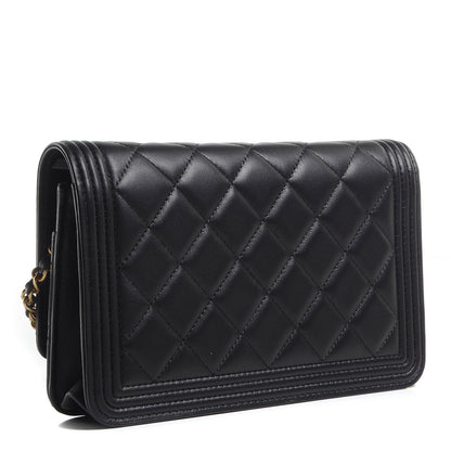 Chanel Lambskin Quilted Boy Wallet On Chain WOC Black 3 of 8
