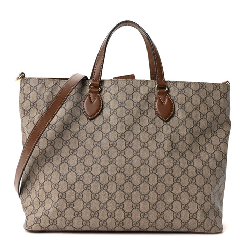 Soft GG Supreme Monogram Medium Crossbody Tote Beige Cuir