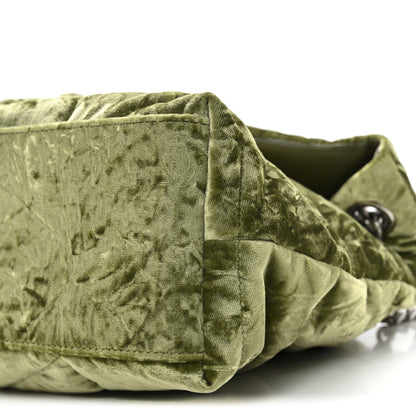 Saint Laurent Crushed Velvet Quilted Small Loulou Puffer Monogram Chain Satchel Green 11 of 11