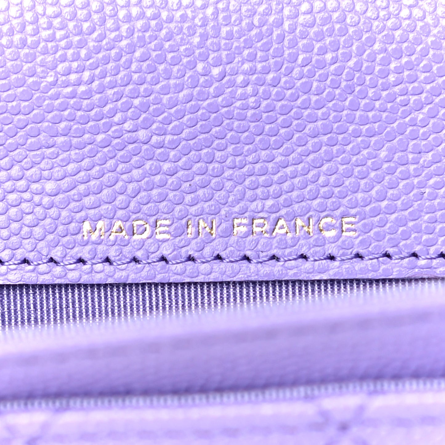 Caviar Quilted Flap Card Holder Wallet Purple