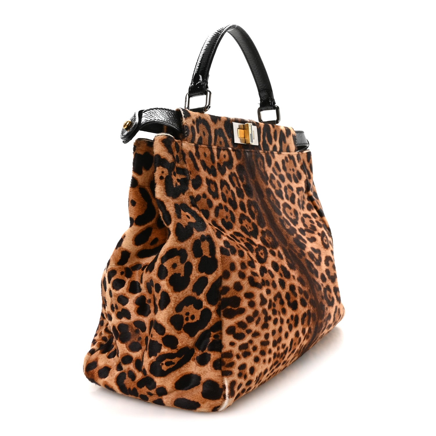 Fendi Calf Hair Leopard Print Zucca Large Peekaboo Iconic Satchel Tobacco 3 of 11
