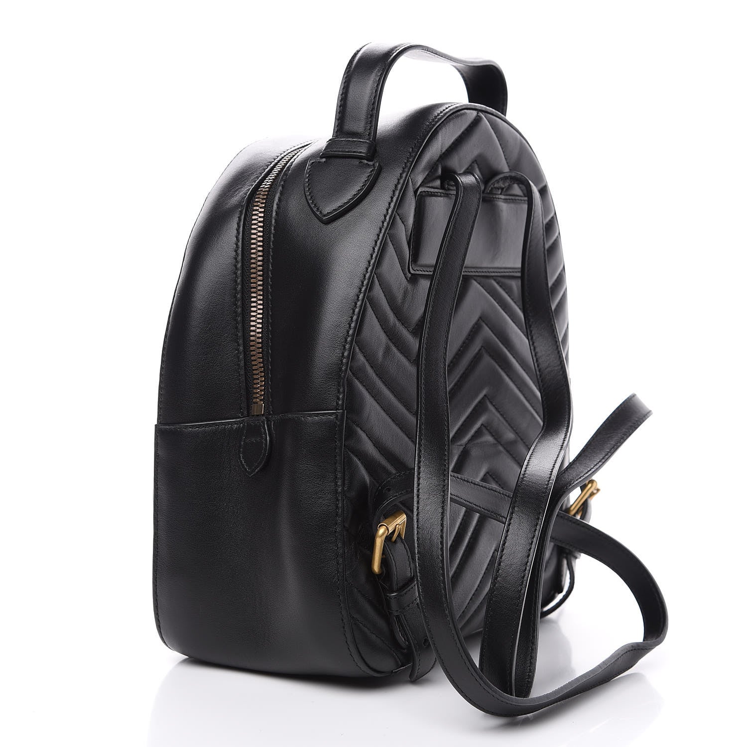 Gucci Calfskin Matelasse GG Marmont Dome Backpack Black 2 of 12