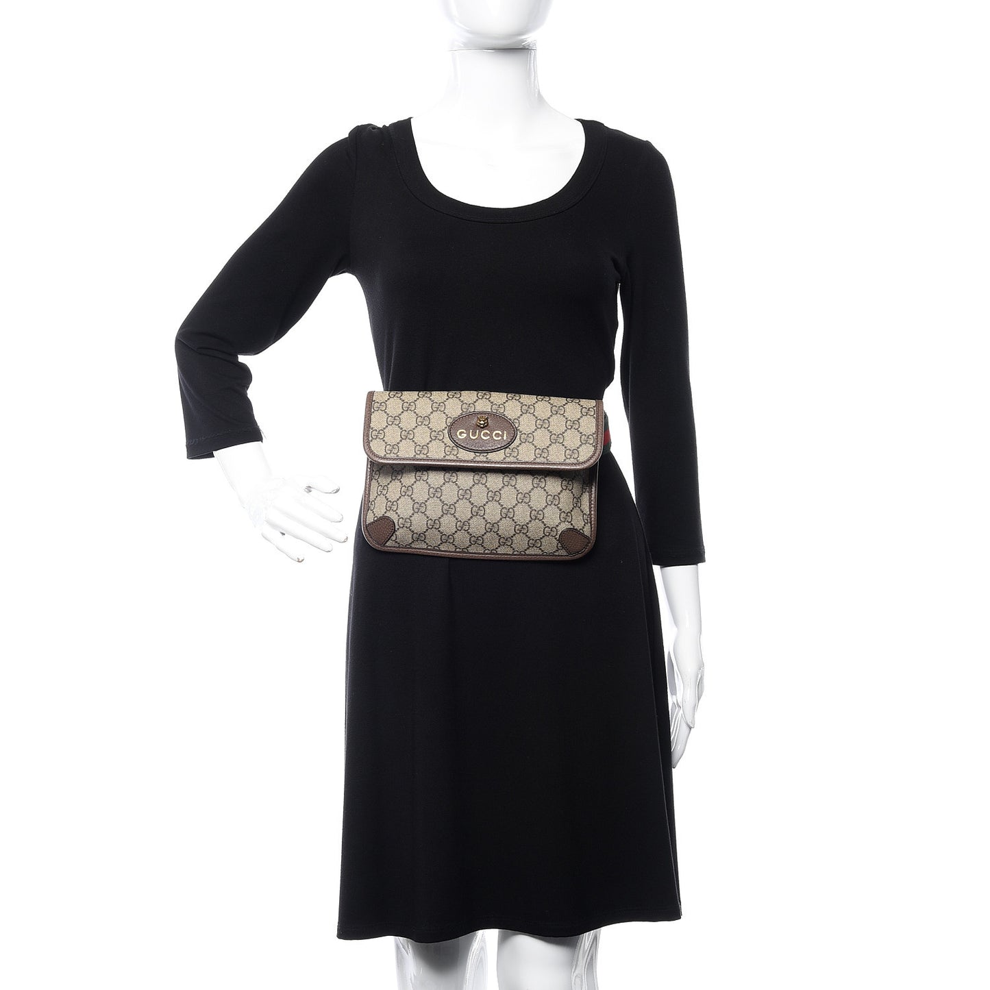 GG Supreme Monogram Neo Vintage Web Belt Bag Brown