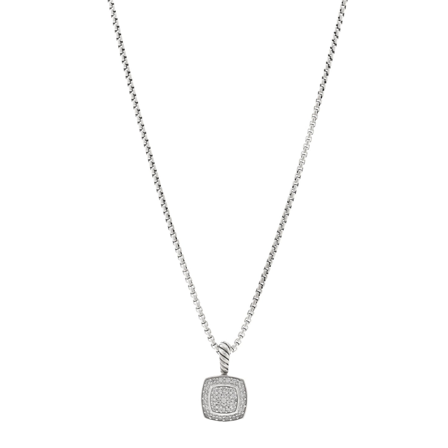 Sterling Silver Diamond Pave 7mm Petite Albion Pendant Necklace
