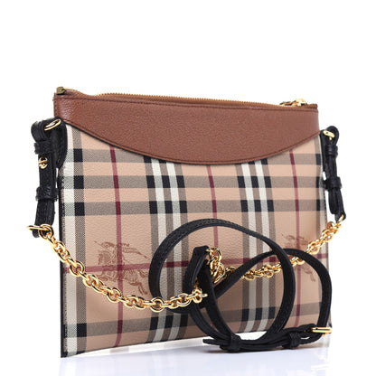 Burberry Haymarket Check Peyton Crossbody Clutch Bag Toffee 3 of 20