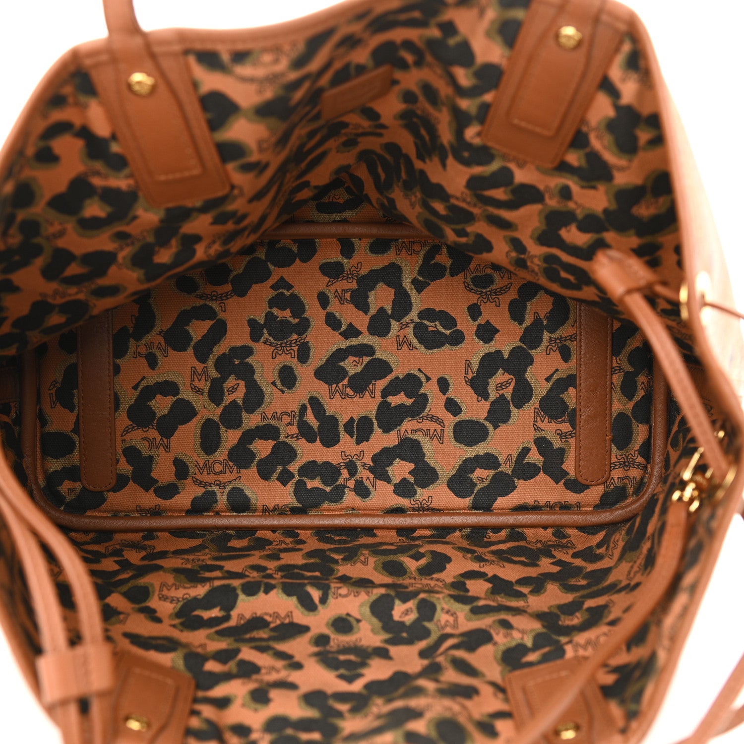MCM Visetos Medium Reversible Shopping Tote Cognac Brown 10 of 17