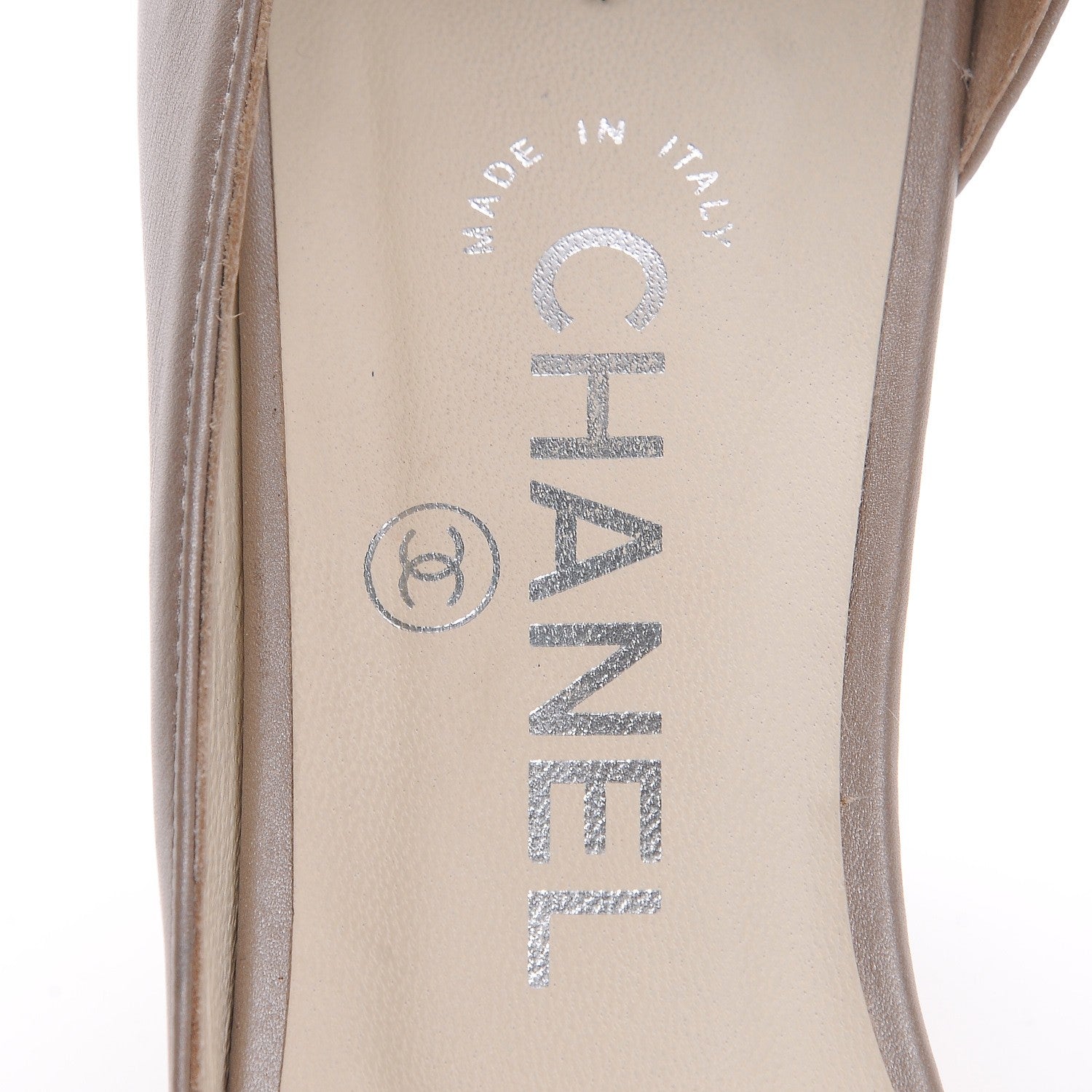 Chanel Metallic Calfskin CC Peep Toe Pumps 39 Champagne 8 of 9