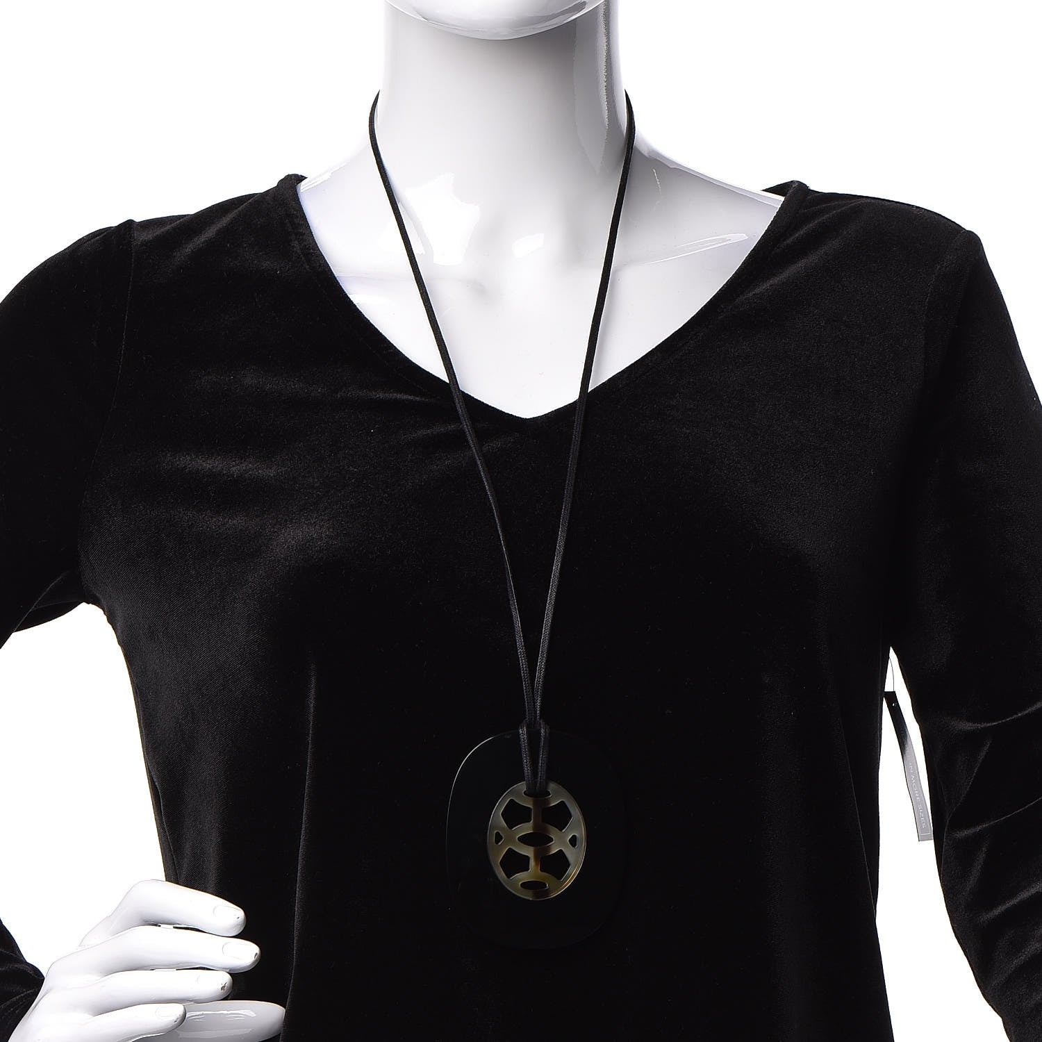 Hermes Buffalo Horn Lacquer Lift Necklace GM Black 2 of 7
