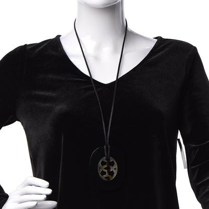 Hermes Buffalo Horn Lacquer Lift Necklace GM Black 2 of 7