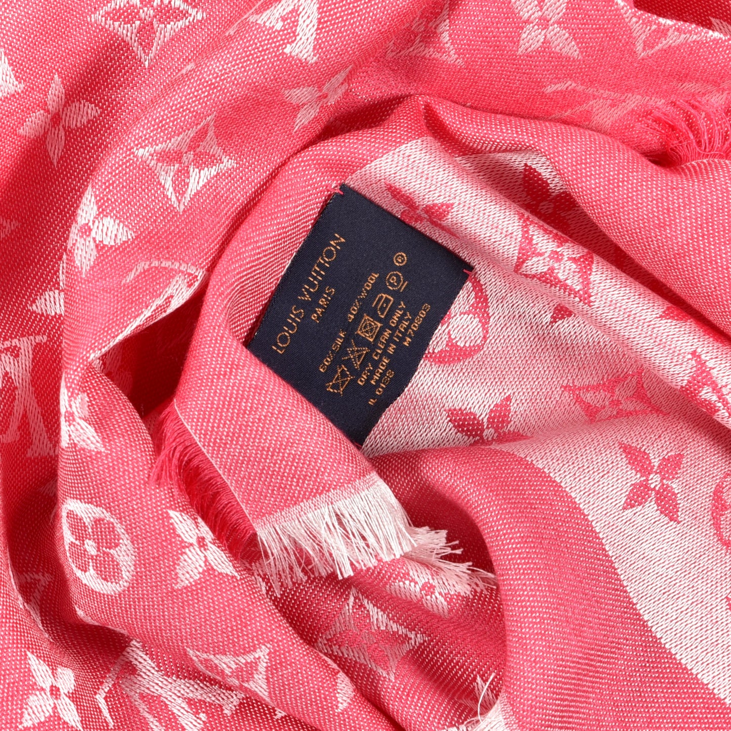 Wool Silk Monogram Denim Shawl Pivoine