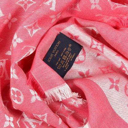 Louis Vuitton Wool Silk Monogram Denim Shawl Pivoine 3 of 3