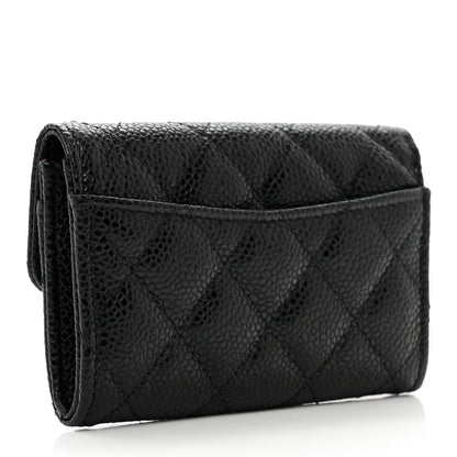 Chanel Caviar Quilted Flap Card Holder Wallet Black 3 of 8