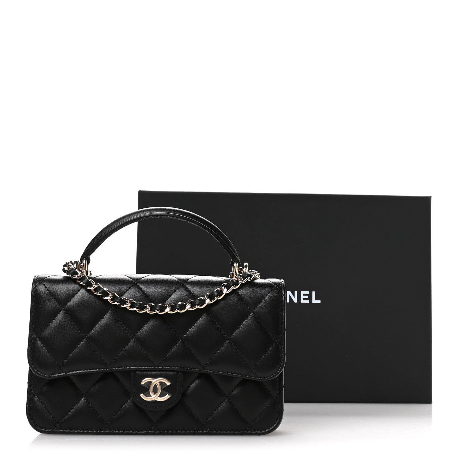 Chanel Lambskin Quilted Flap Phone Holder With Chain Black 11 of 11