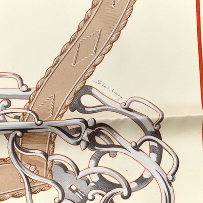 Hermes Silk Lift Profile Scarf 90 Creme Beige Gris 5 of 5