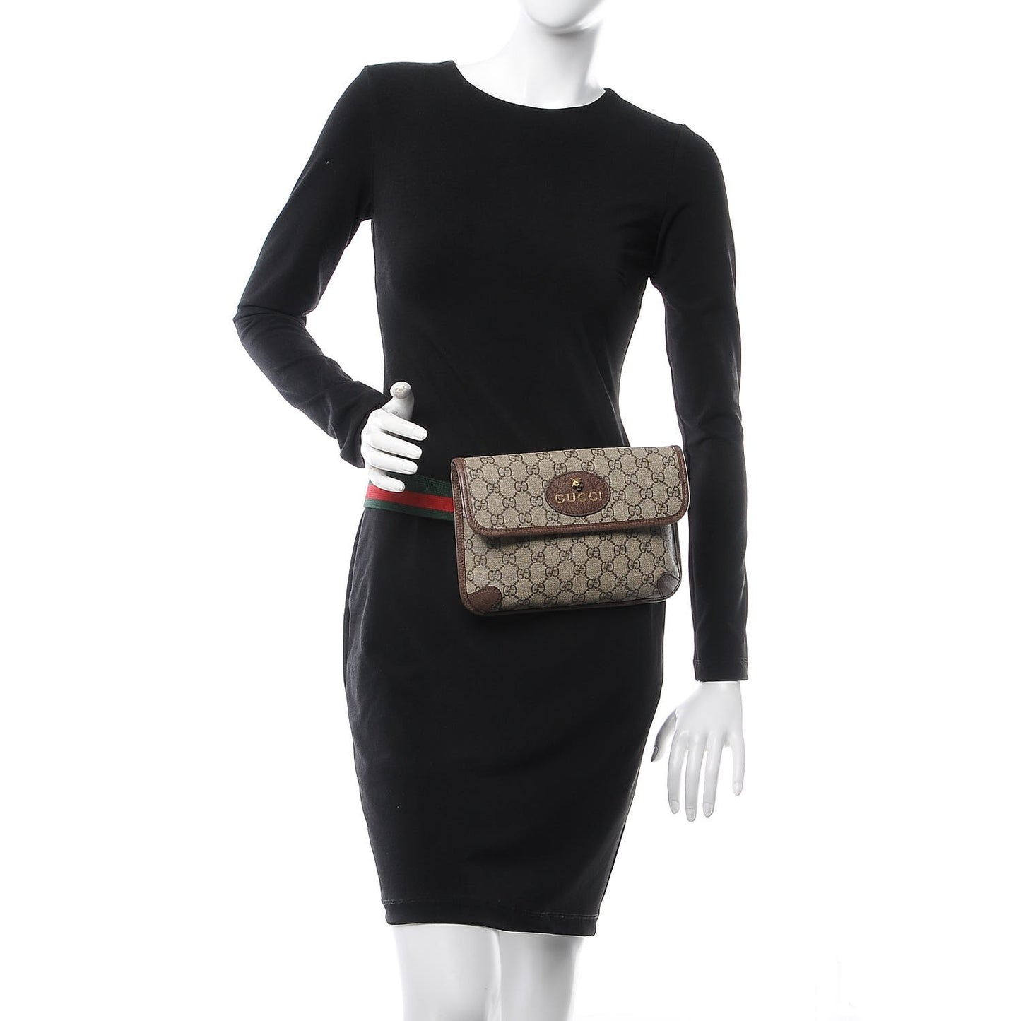 GG Supreme Monogram Neo Vintage Web Belt Bag Brown