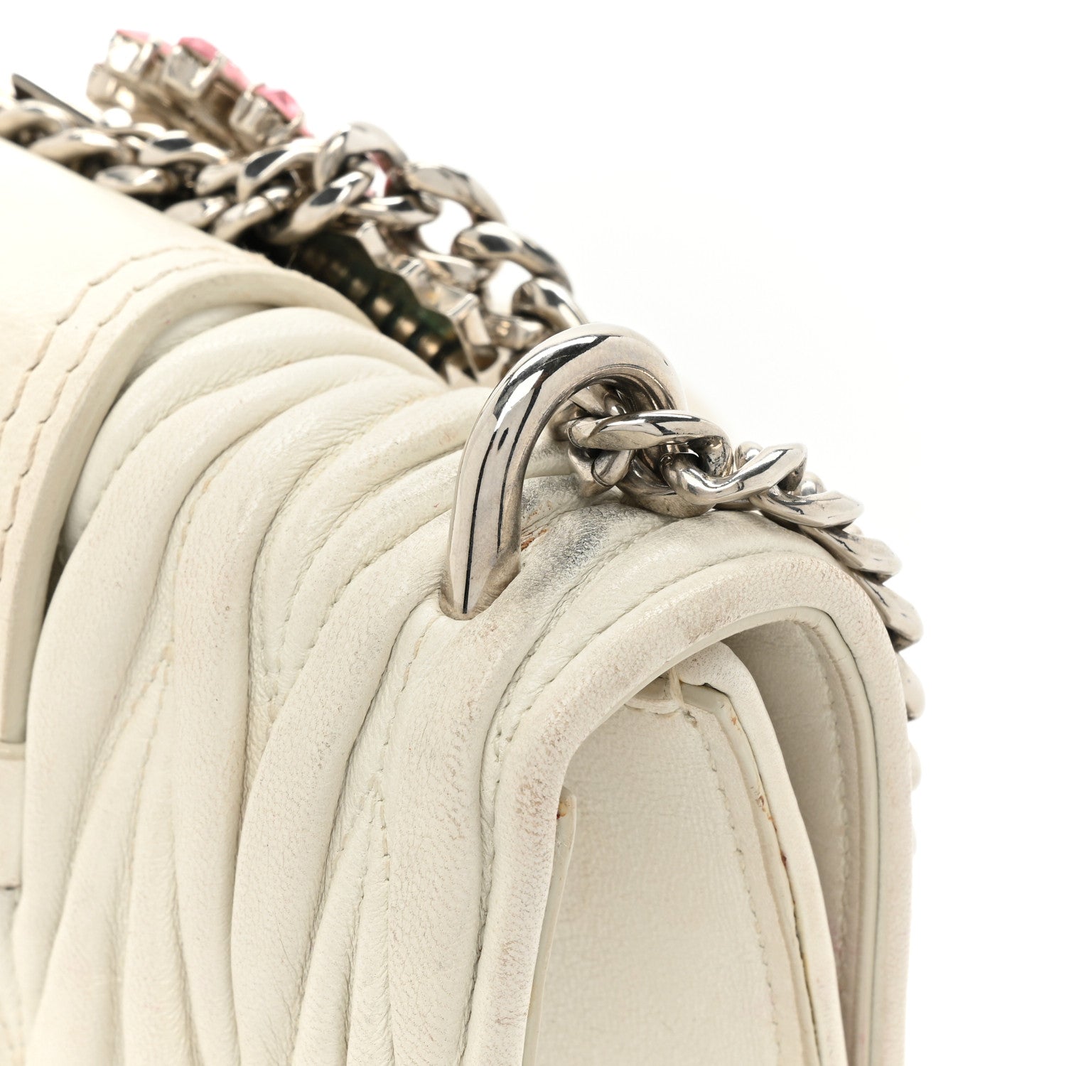 Miu Miu Nappa Matelasse Crystal Embellished Lady Shoulder Bag White 18 of 19