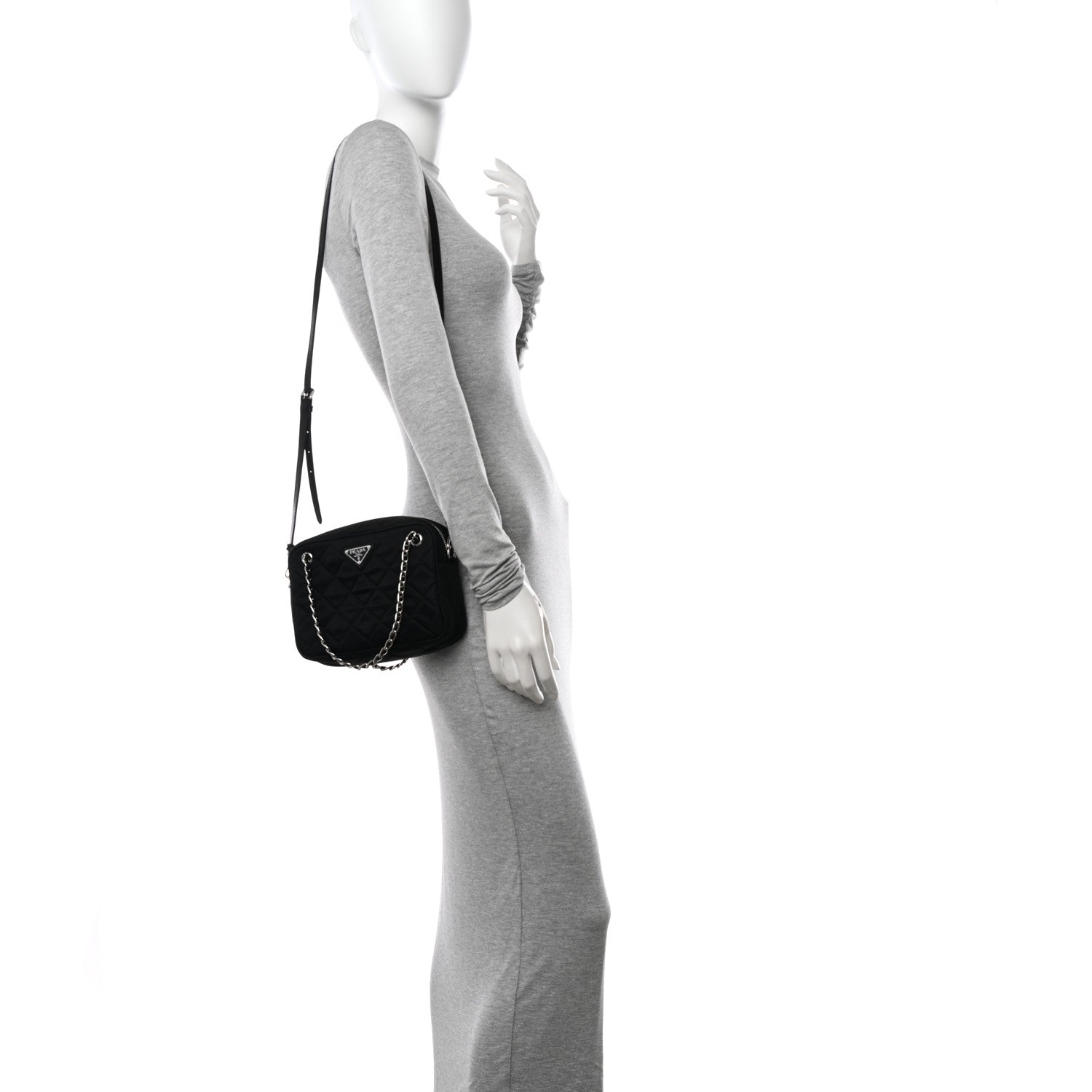 Prada Nylon Tessuto Impuntu Quilted Bandoliera Crossbody Bag Black 2 of 10