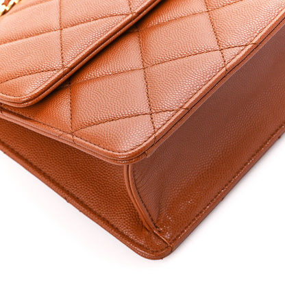 Chanel Caviar Quilted Chain Frame Flap Light Brown 10 of 12