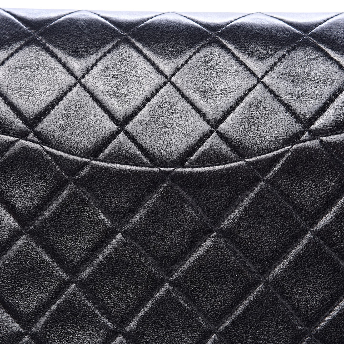 Lambskin Quilted Medium Double Flap Black