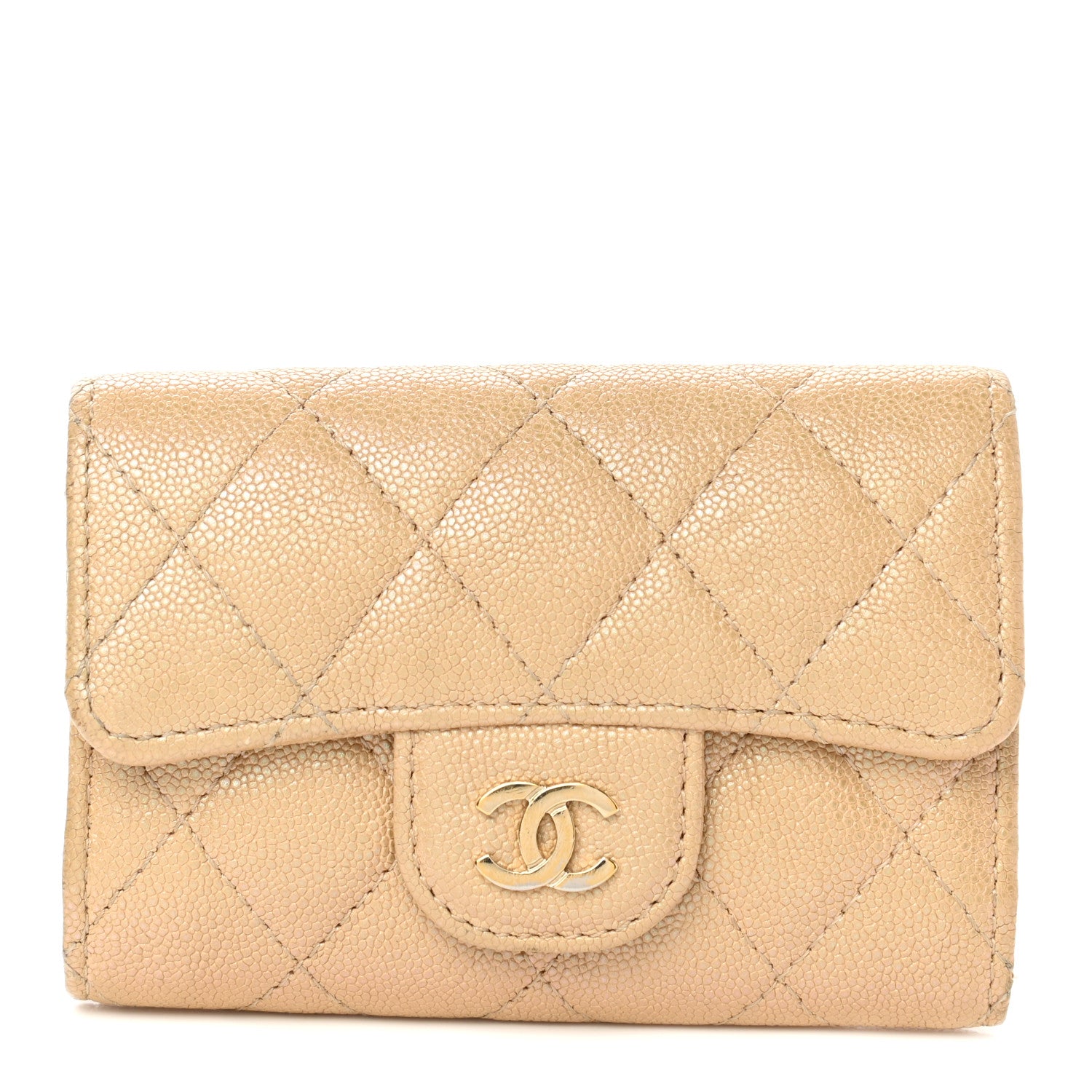 Chanel Iridescent Caviar Quilted Classic 4 Key Holder Wallet Beige 1 of 11