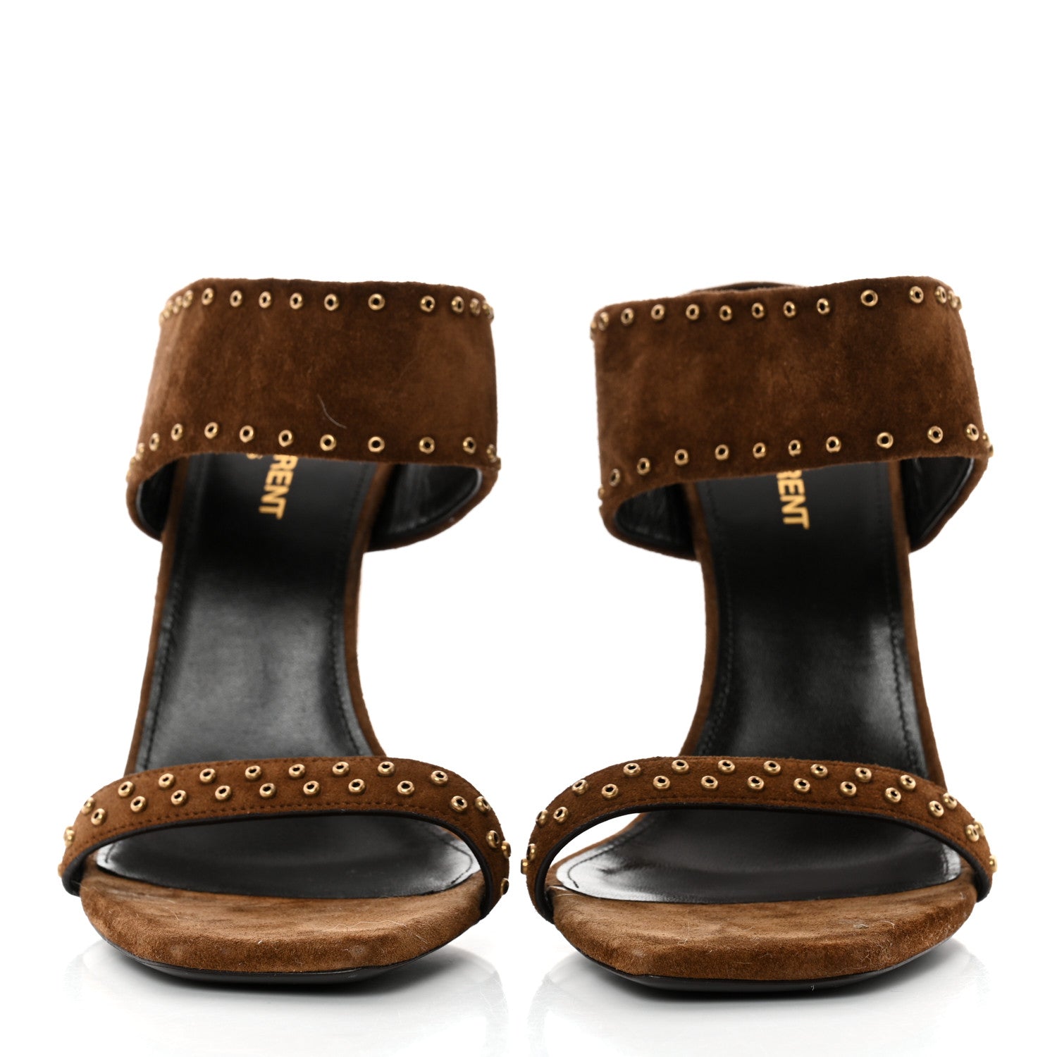 Saint Laurent Suede Mica Stud Mule Sandals 39 Brown 2 of 8