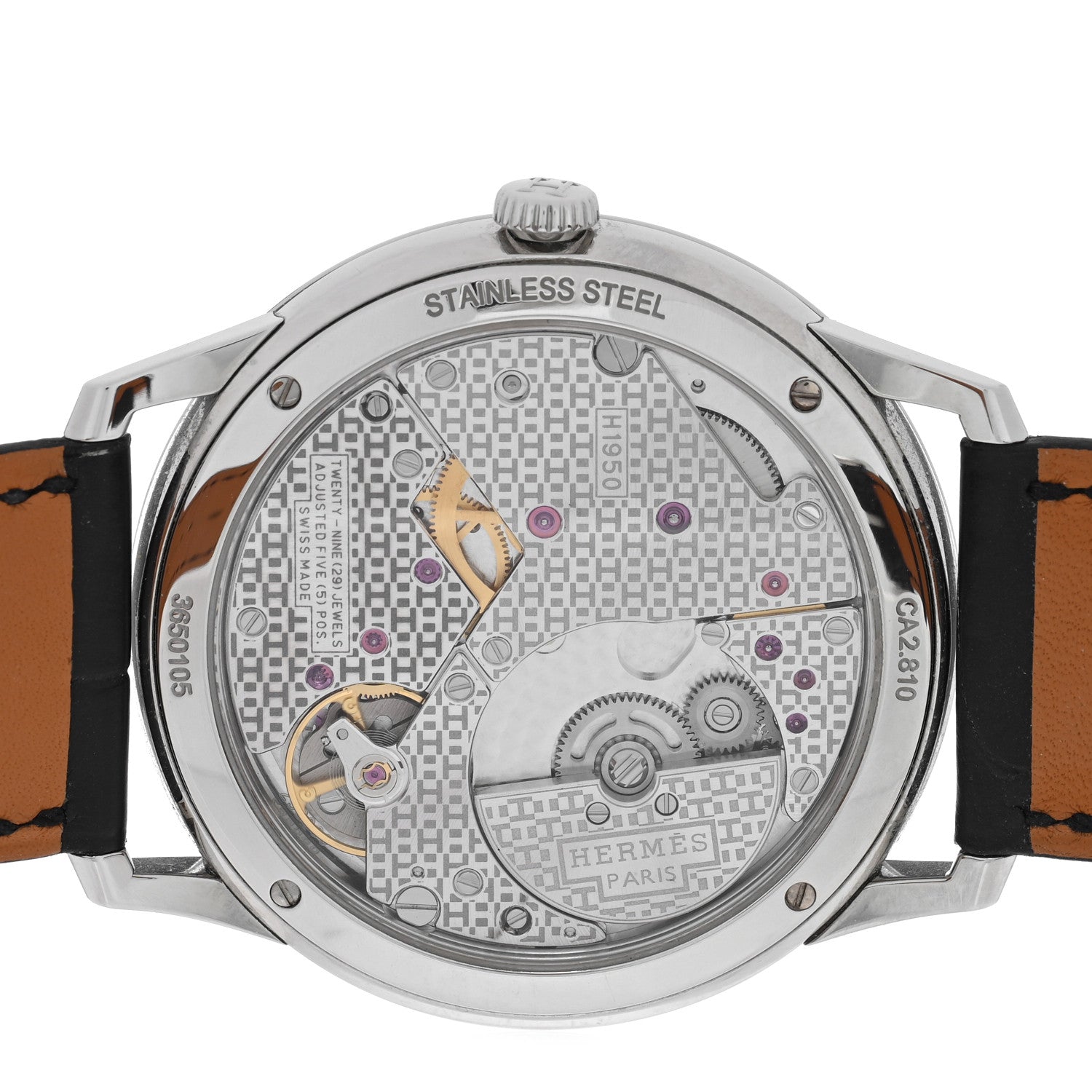 Hermes Stainless Steel Alligator 39.5mm Slim d'Hermes Automatic Watch Noir 4 of 5
