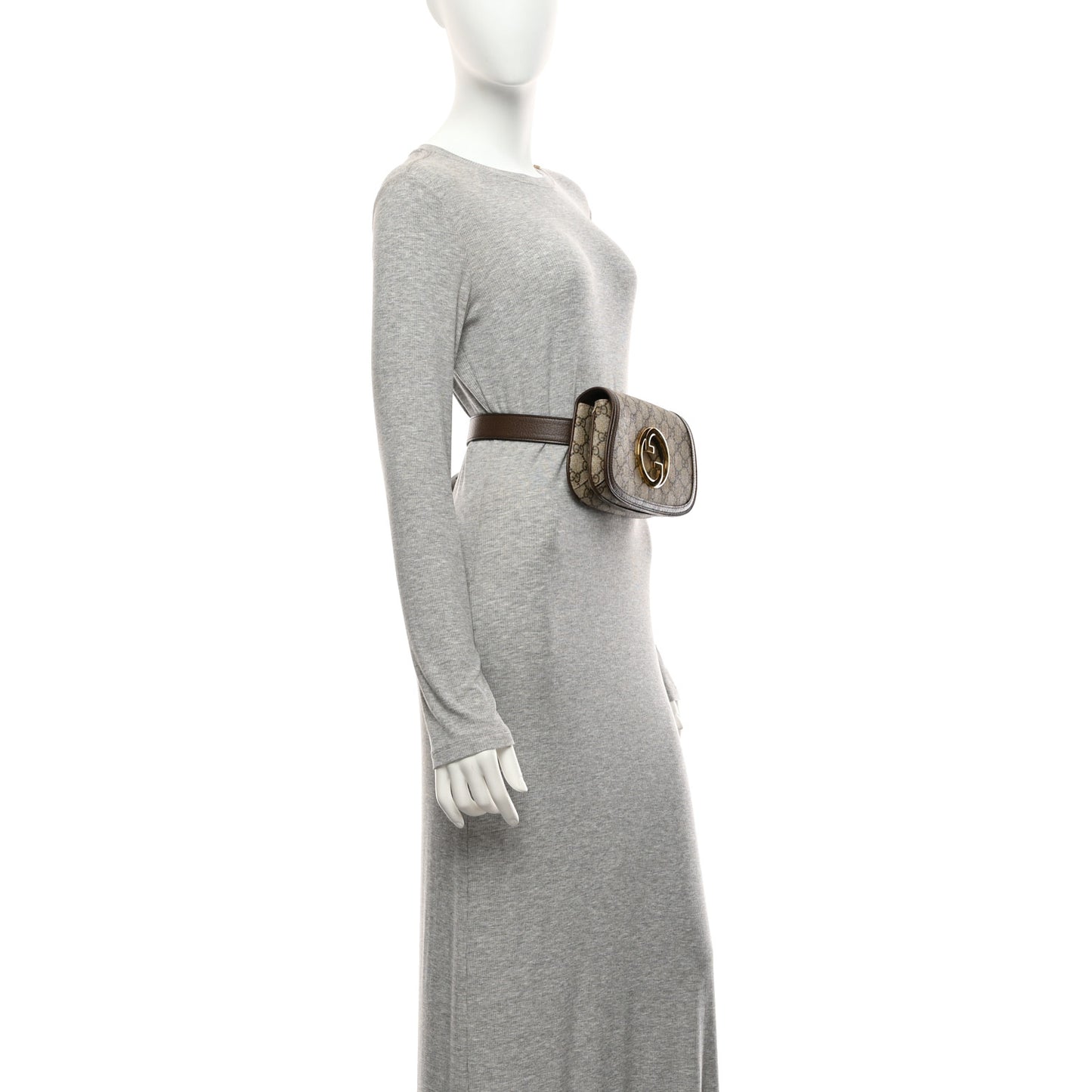 GG Supreme Monogram Textured Dollar Calfskin Blondie Belt Bag 85 34 Beige Ebony New Acero