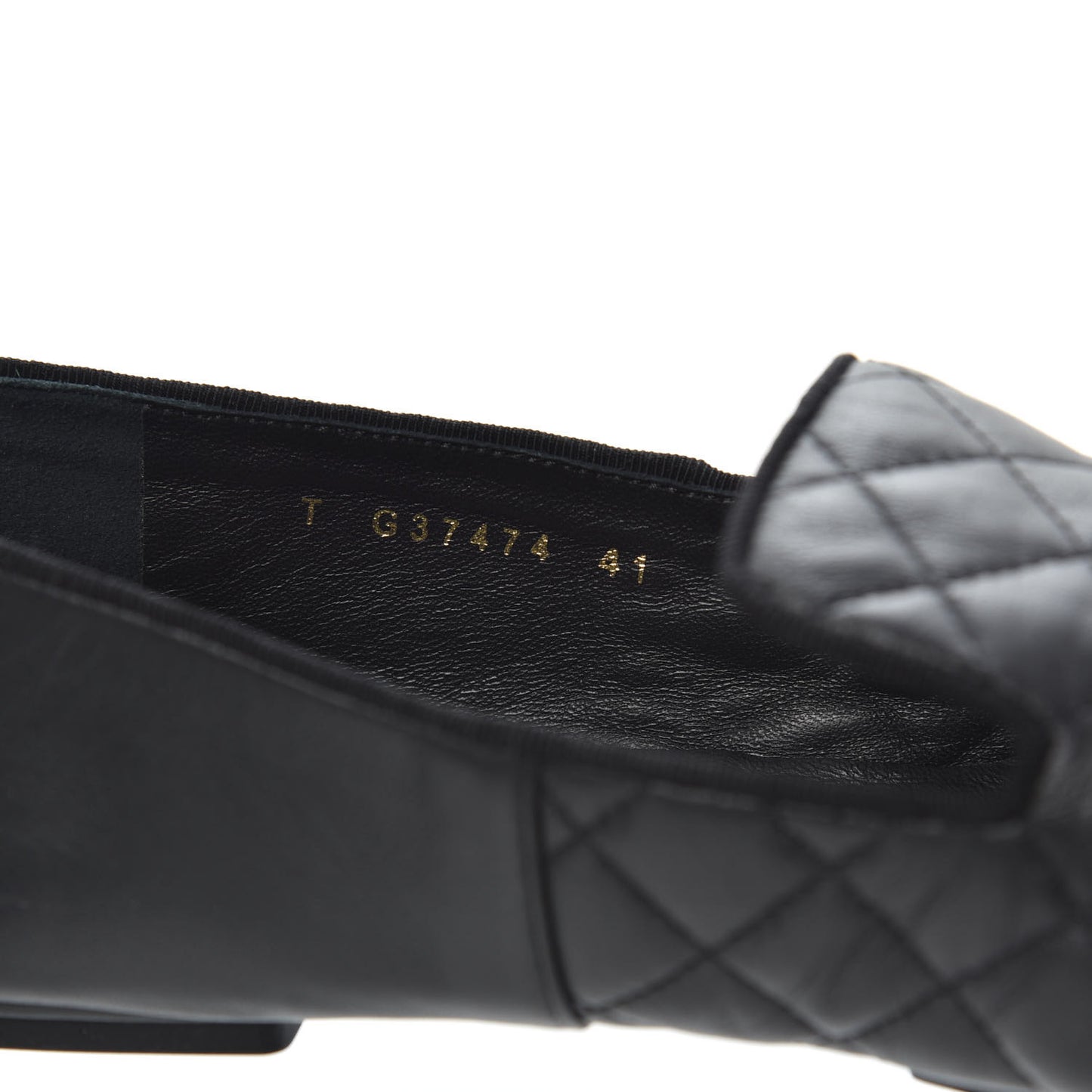 Lambskin Quilted Cap Toe Slipper With Pouch 41 Black