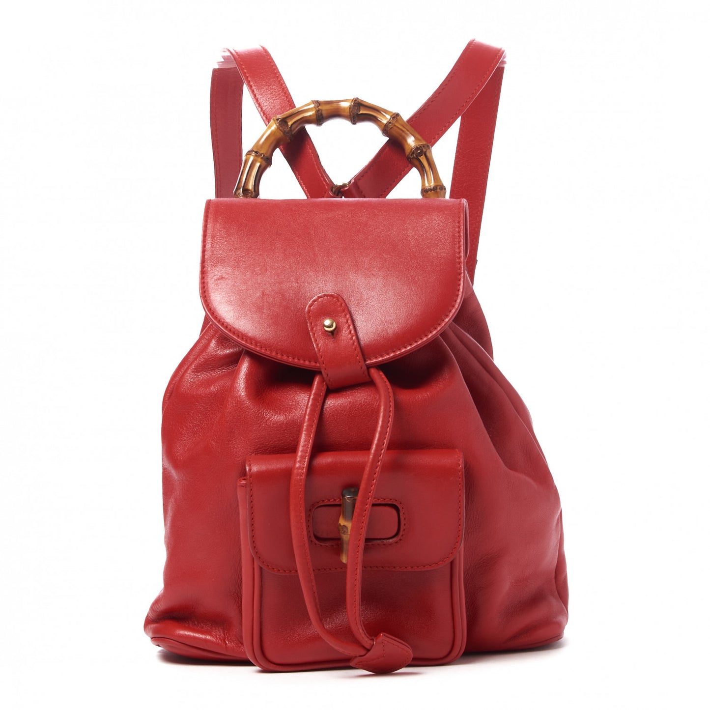 Calfskin Bamboo Mini Backpack Red