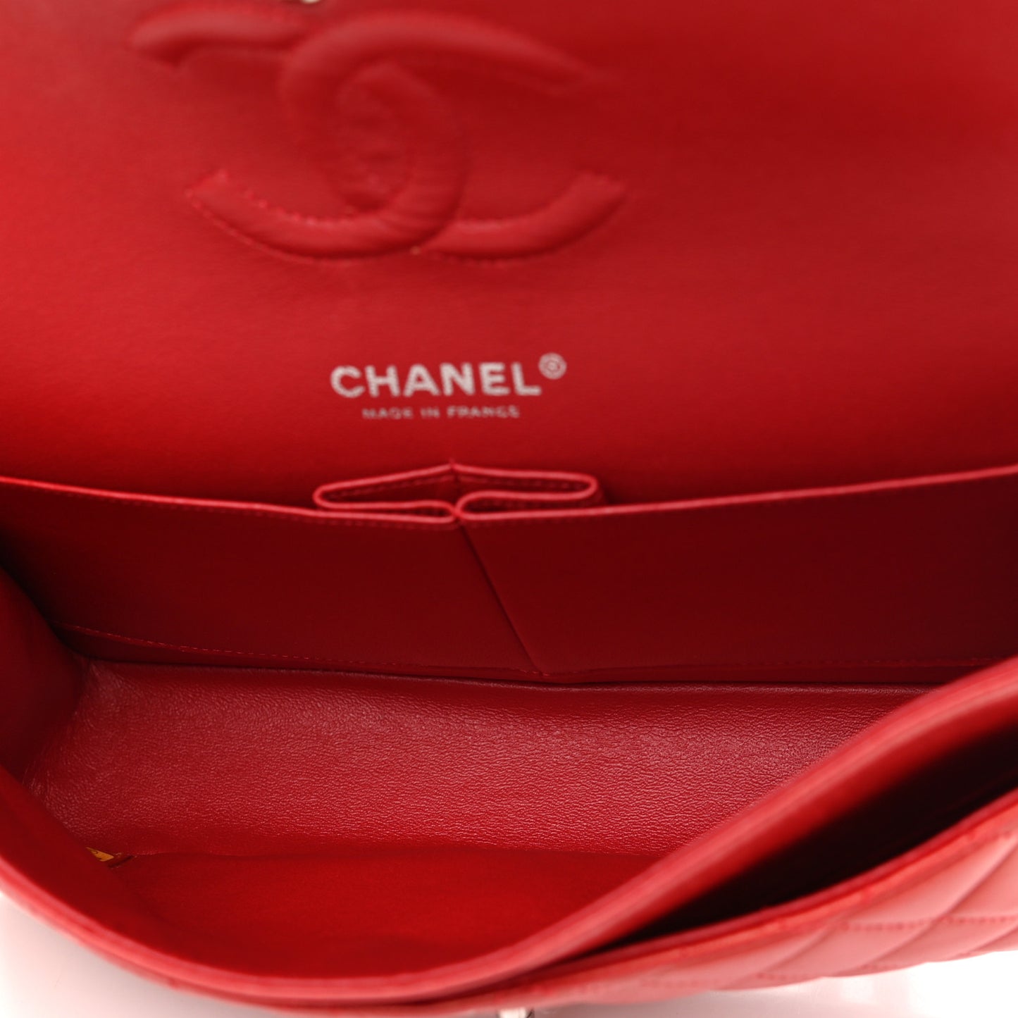 Lambskin Quilted Medium Double Flap Red