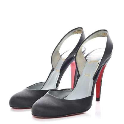 Christian Louboutin Satin Slingback 100 Pumps 38.5 Black 3 of 17