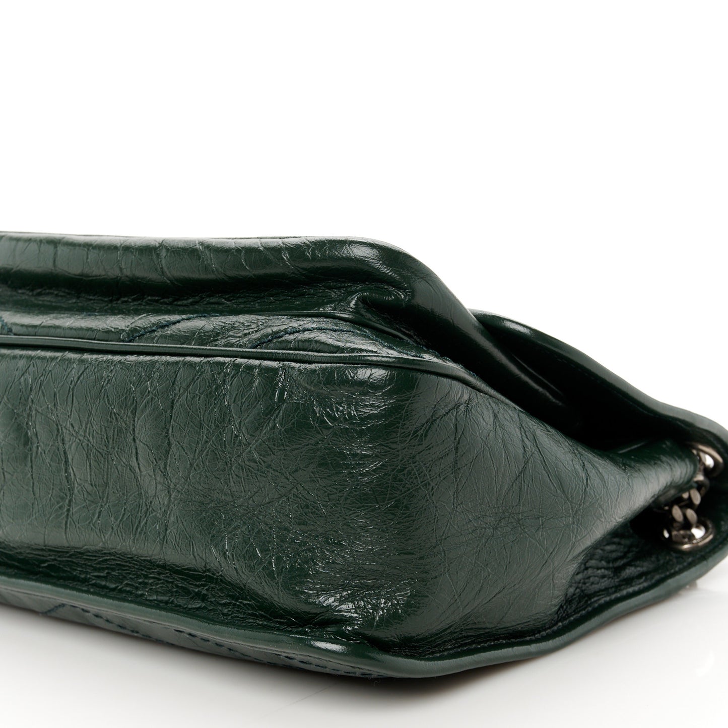 Crinkled Lambskin Matelasse Monogram Medium Niki Chain Satchel Dark Green
