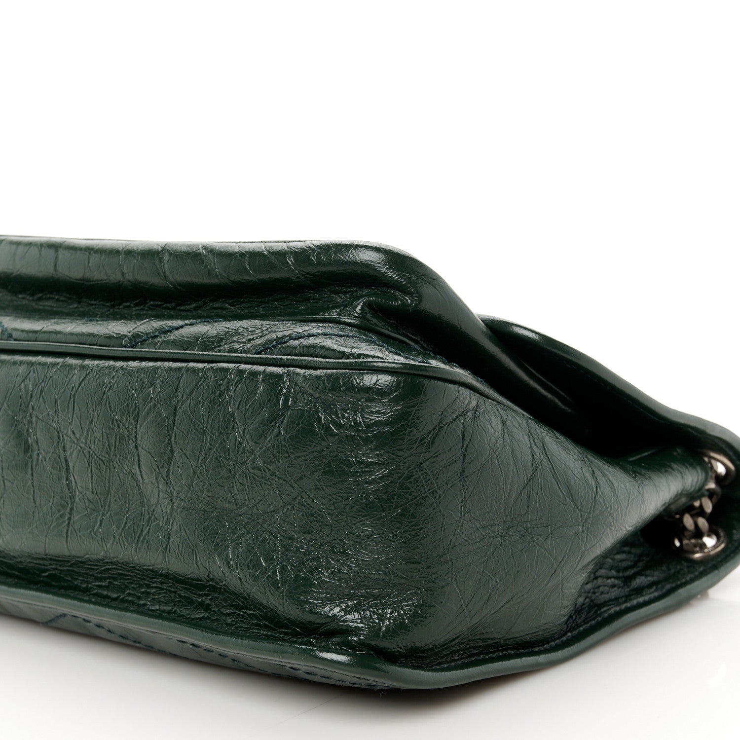 Saint Laurent Crinkled Lambskin Matelasse Monogram Medium Niki Chain Satchel Dark Green 10 of 10