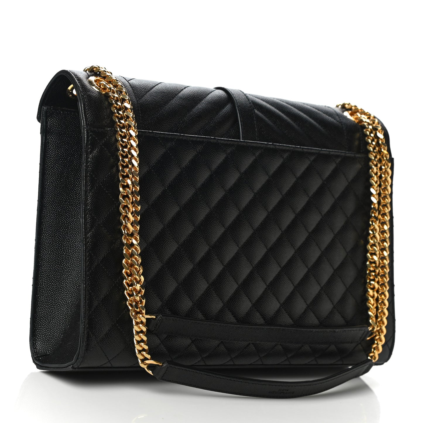 Grain De Poudre Textured Mixed Matelasse Large Triquilt Monogram Satchel Black